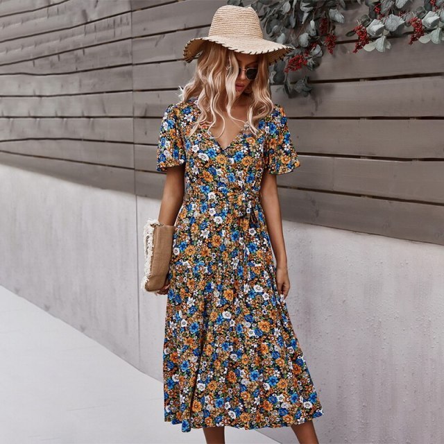 Magnolia Short Sleeve Floral Print Dress