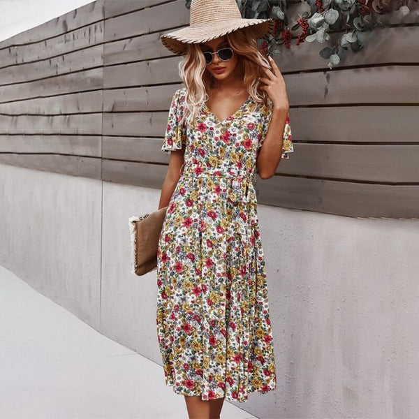 Magnolia Short Sleeve Floral Print Dress