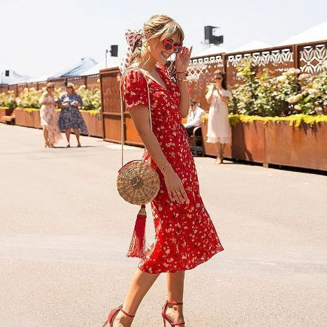 Sweet Floral Print Wrap Dress