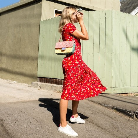 Sweet Floral Print Wrap Dress